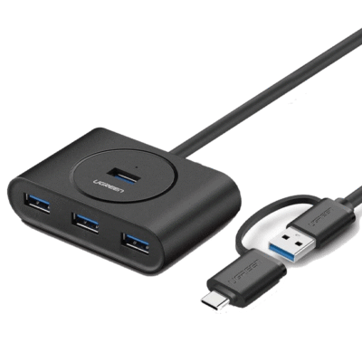 UGREEN 4-Port USB 3.0 Hub with USB-C & USB-A 2-in-1 interface 1M Black – UG-40850